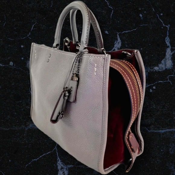 Coach 1941 Rogue Pebbled Heather Grey Leather W/Oxblood Suede#23755 - Picture 3 of 8
